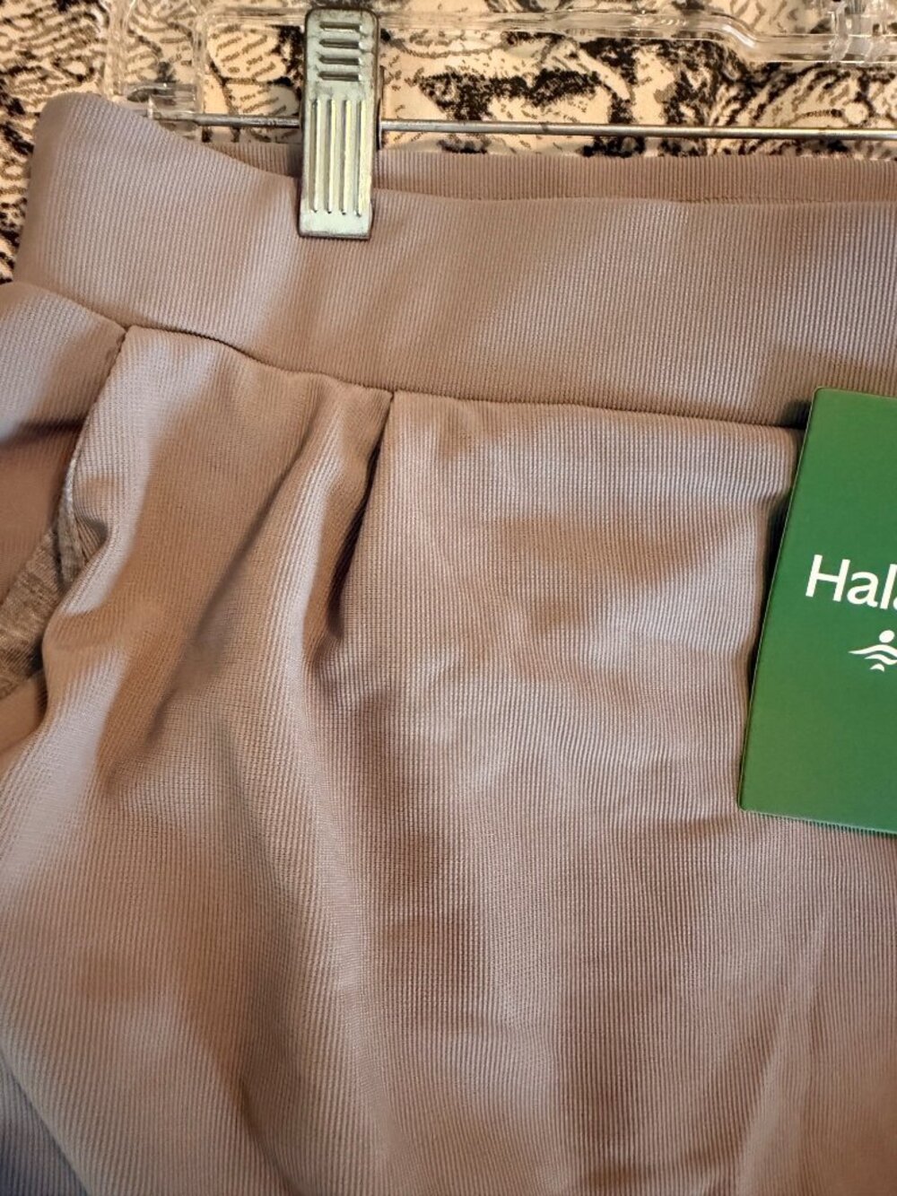 Halara L Microwaffle Womens Wide-Leg work Pants Taupe Large Tall Elastic Waist P - Picture 7 of 11